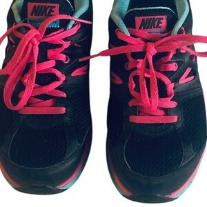 NIKE Womens Dual Fusion Lite Running Shoes Black-Aqua-Pink Size 7.5